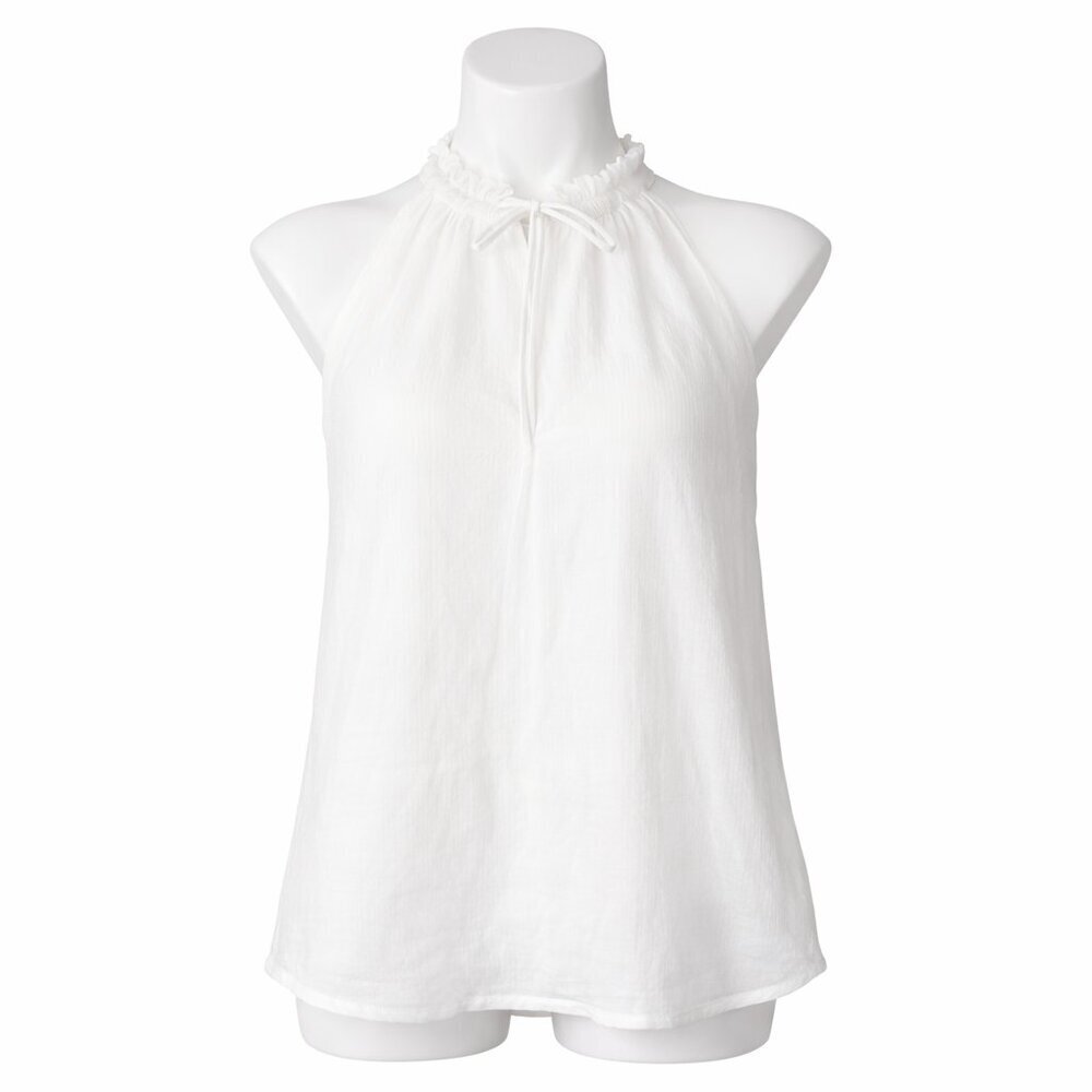 LULUS Sleeveless Lined White Rayon Blend Tie Front Top Size XS